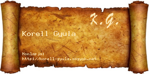 Korell Gyula névjegykártya